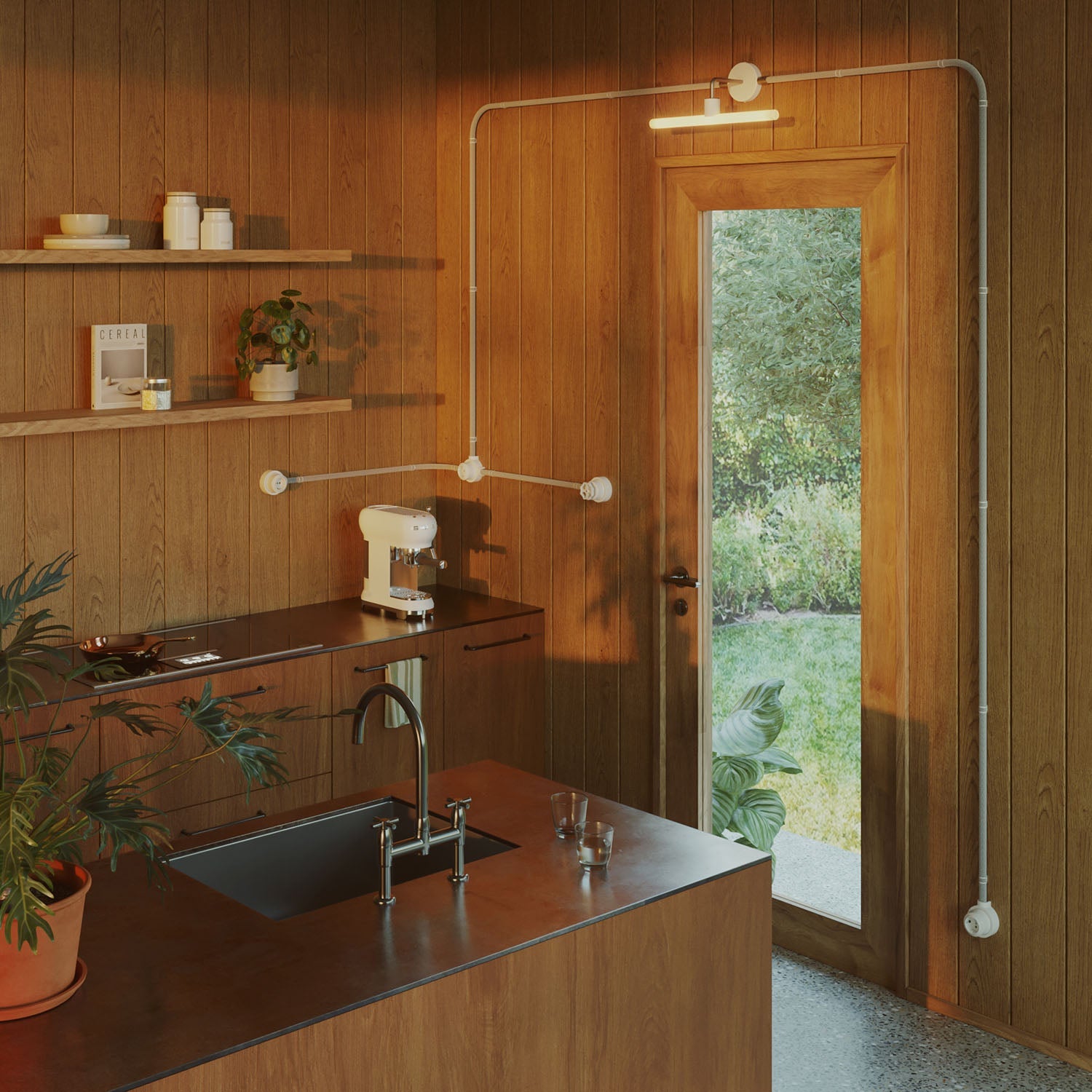 Kit presa a muro di tipo francese e base per Creative-Tubes in porcellana - Bianco 1