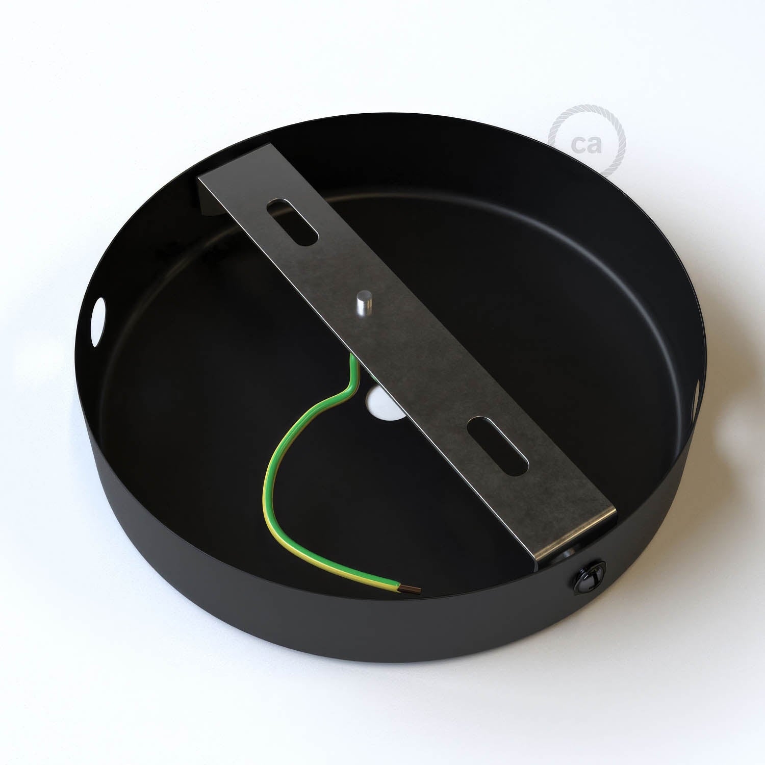 Kit rosone cilindrico in metallo a 1 foro centrale e 2 fori laterali - Nero Conico