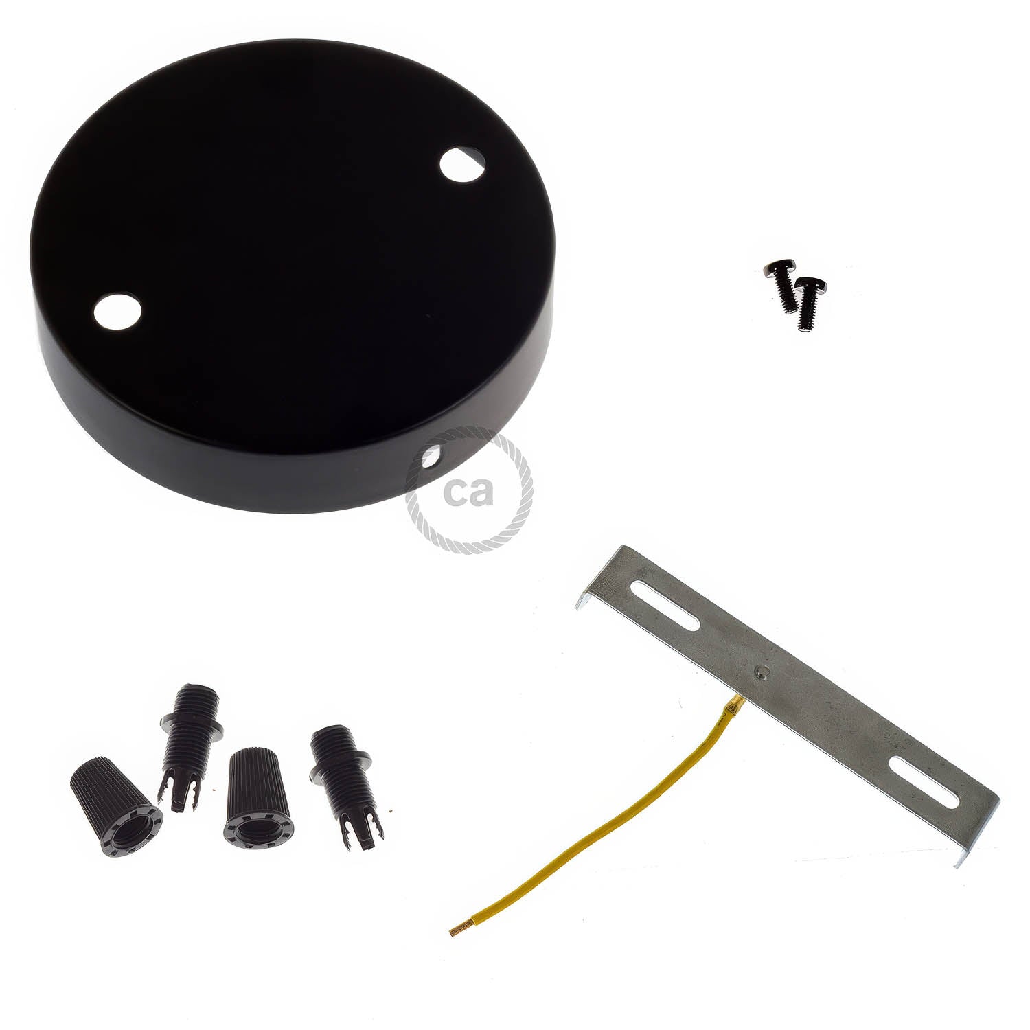 Kit rosone cilindrico in metallo a 2 fori - Nero Conico