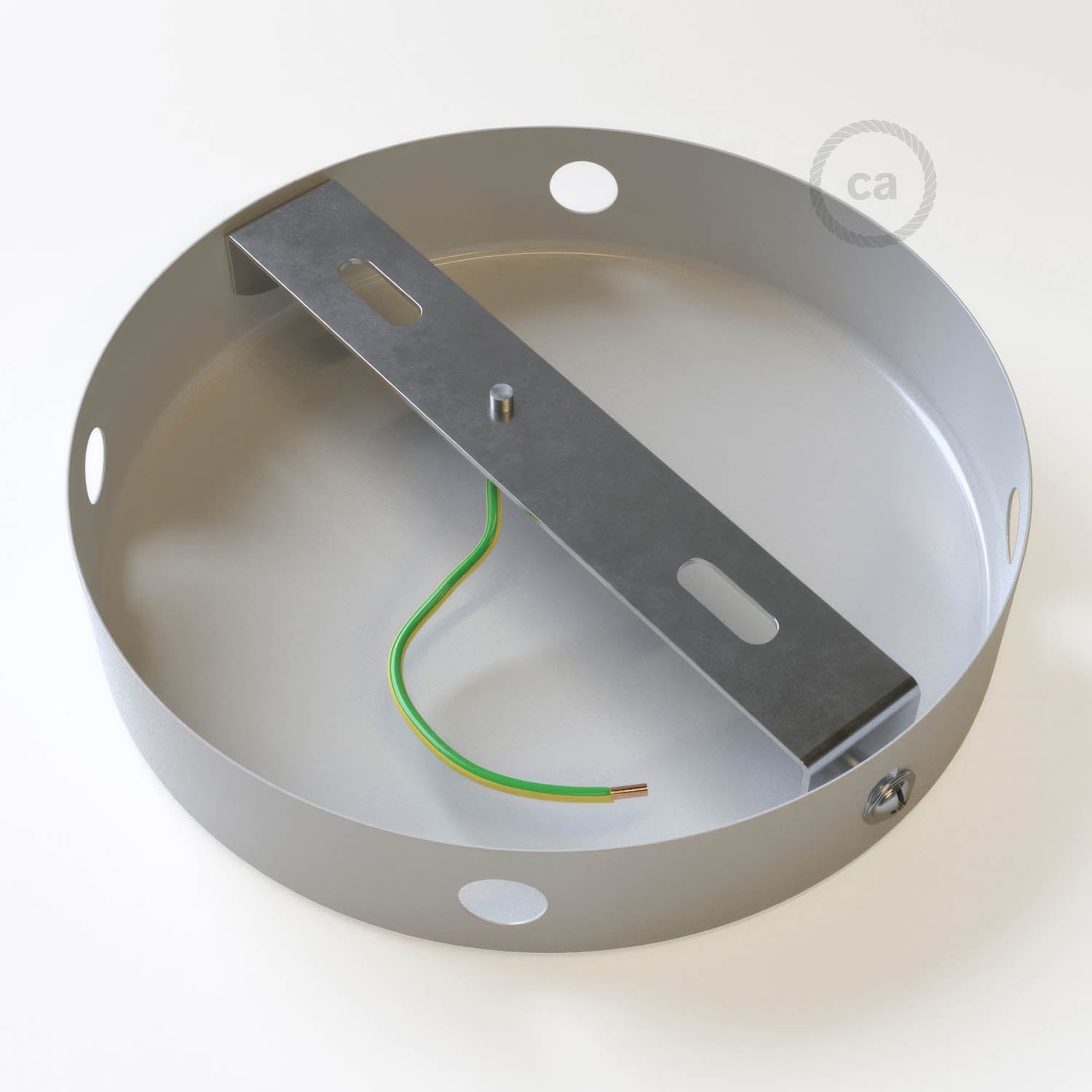 Kit rosone cilindrico in metallo a 4 fori laterali (scatola di derivazione) - Bianco opaco - Creative Cables