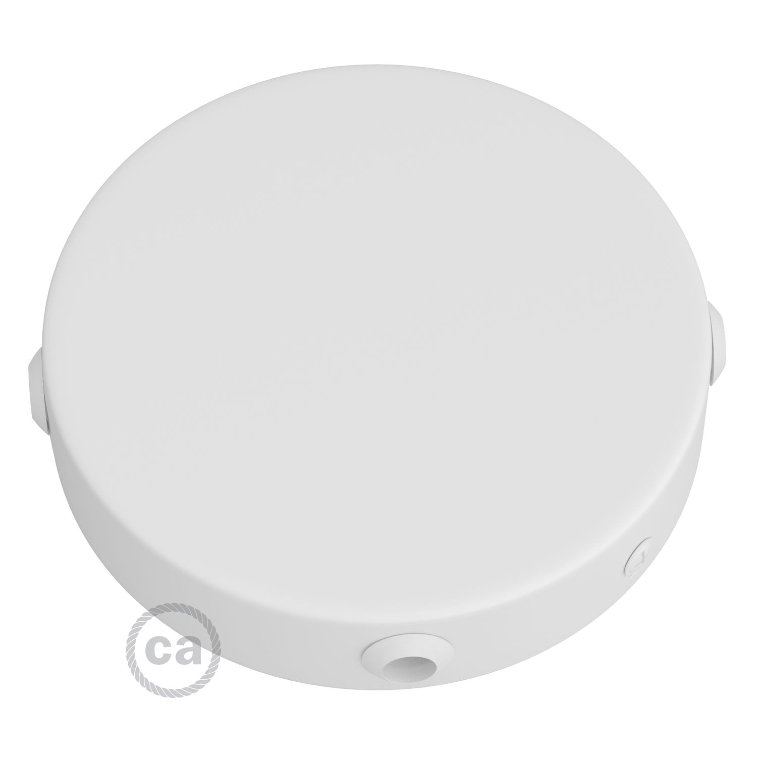 Kit rosone cilindrico in metallo a 4 fori laterali (scatola di derivazione) - Bianco opaco - Creative Cables