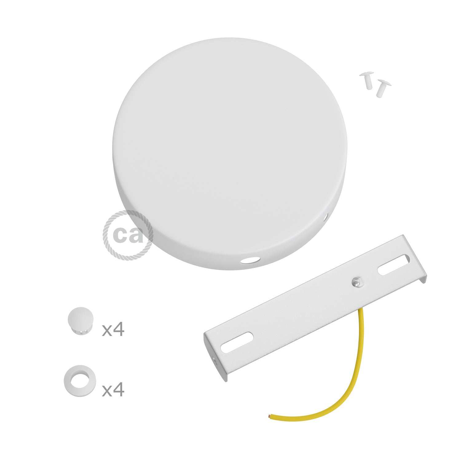 Kit rosone cilindrico in metallo a 4 fori laterali (scatola di derivazione) - Bianco opaco - Creative Cables