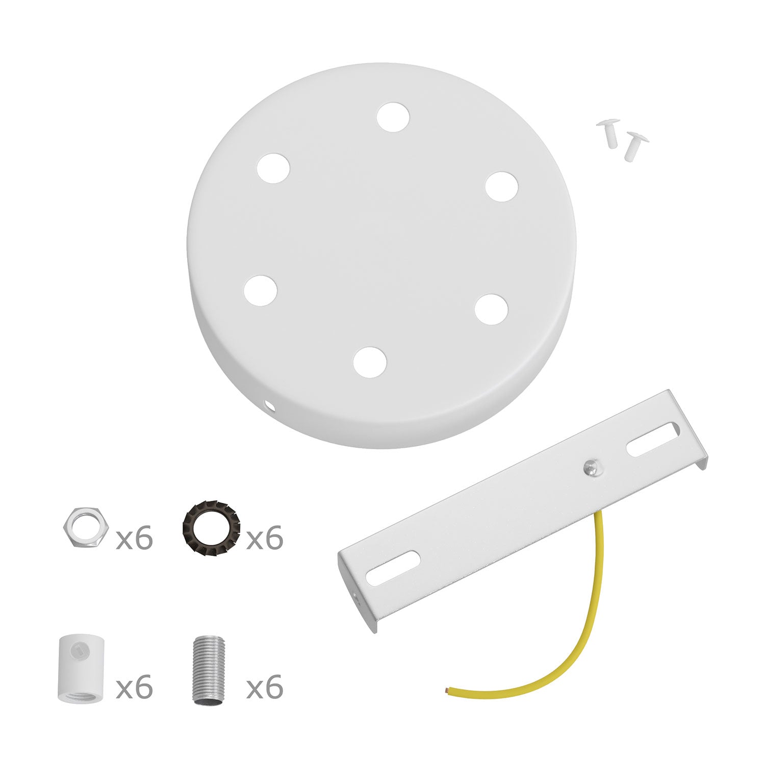 Kit rosone cilindrico in metallo a 6 fori - Bianco opaco Cilindrico