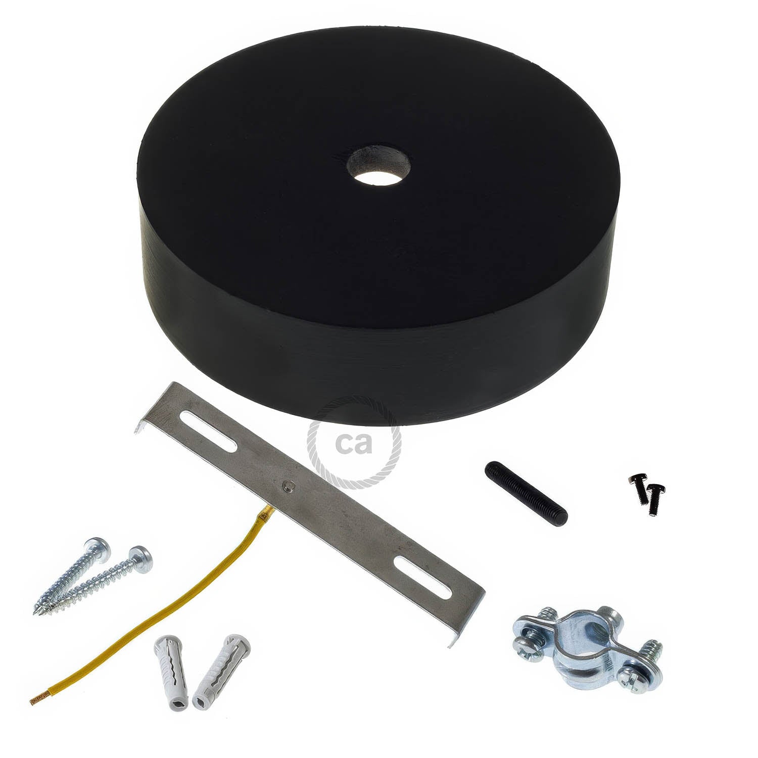 Kit rosone in legno per cordone XL - Nero - Creative Cables