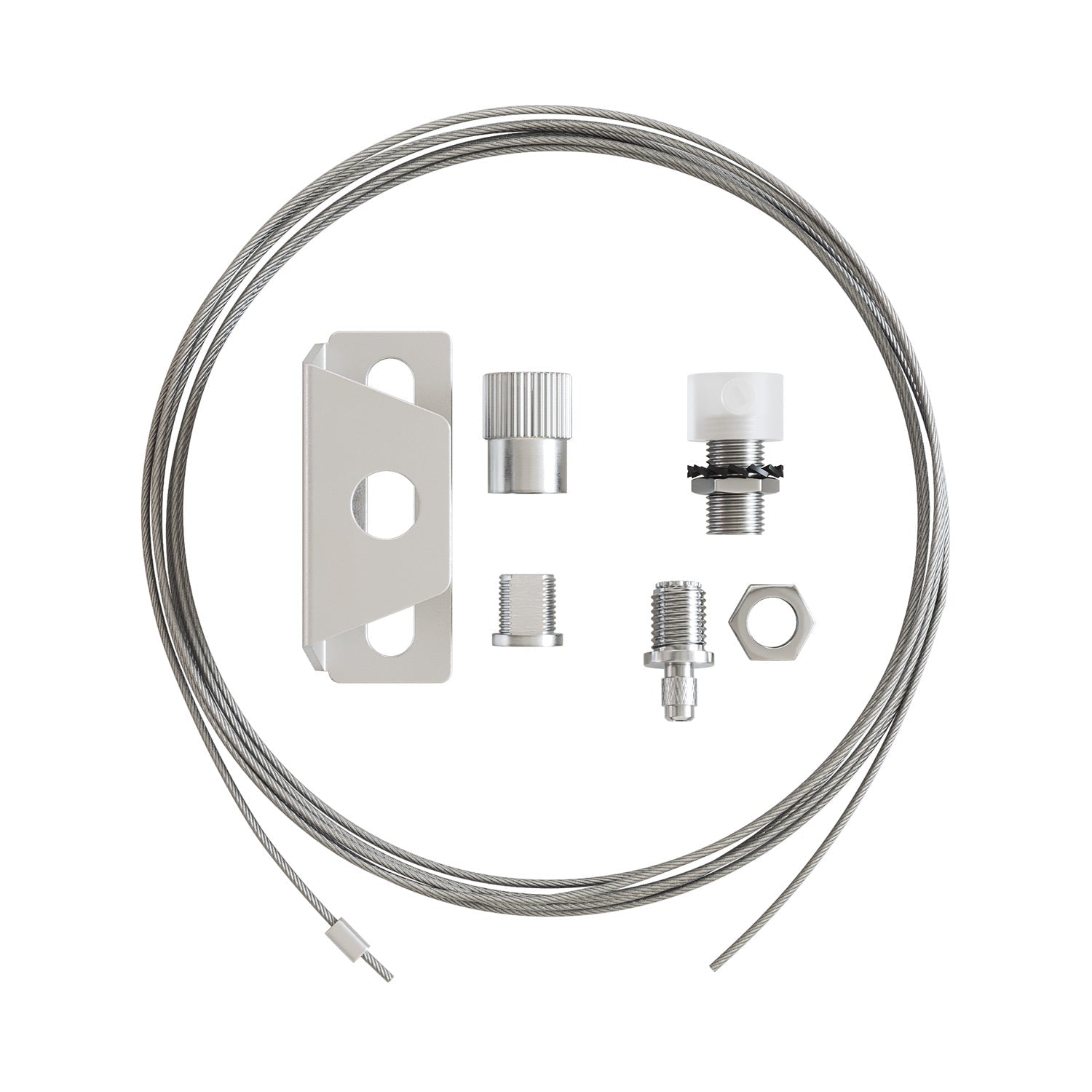 Kit sospensione professionale con tenditore per rosone, cavo in acciaio 3 m e bilanciatore millimetrico