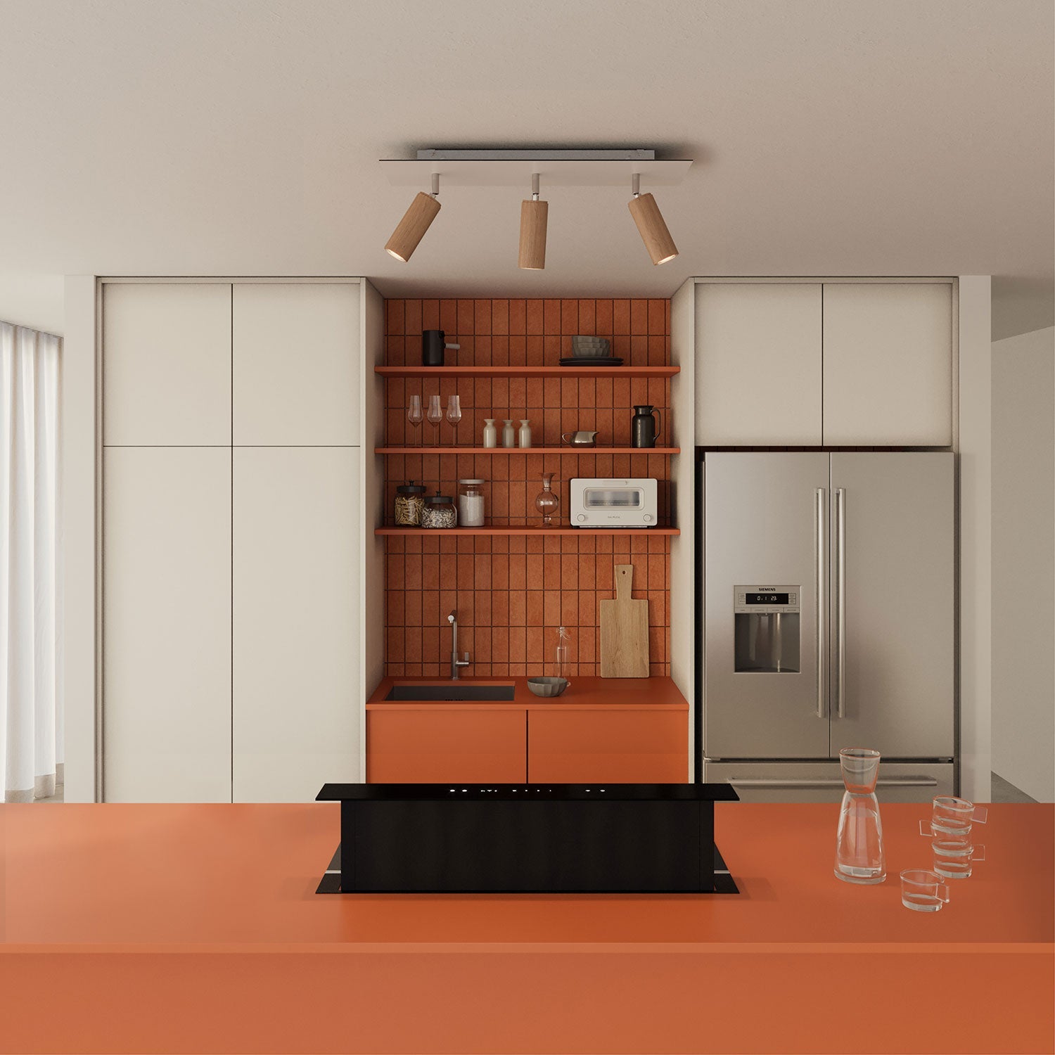 Lampada a 3 faretti con paralume Tub - E14 e Rose - One XXL rettangolare - Neutro - Creative Cables