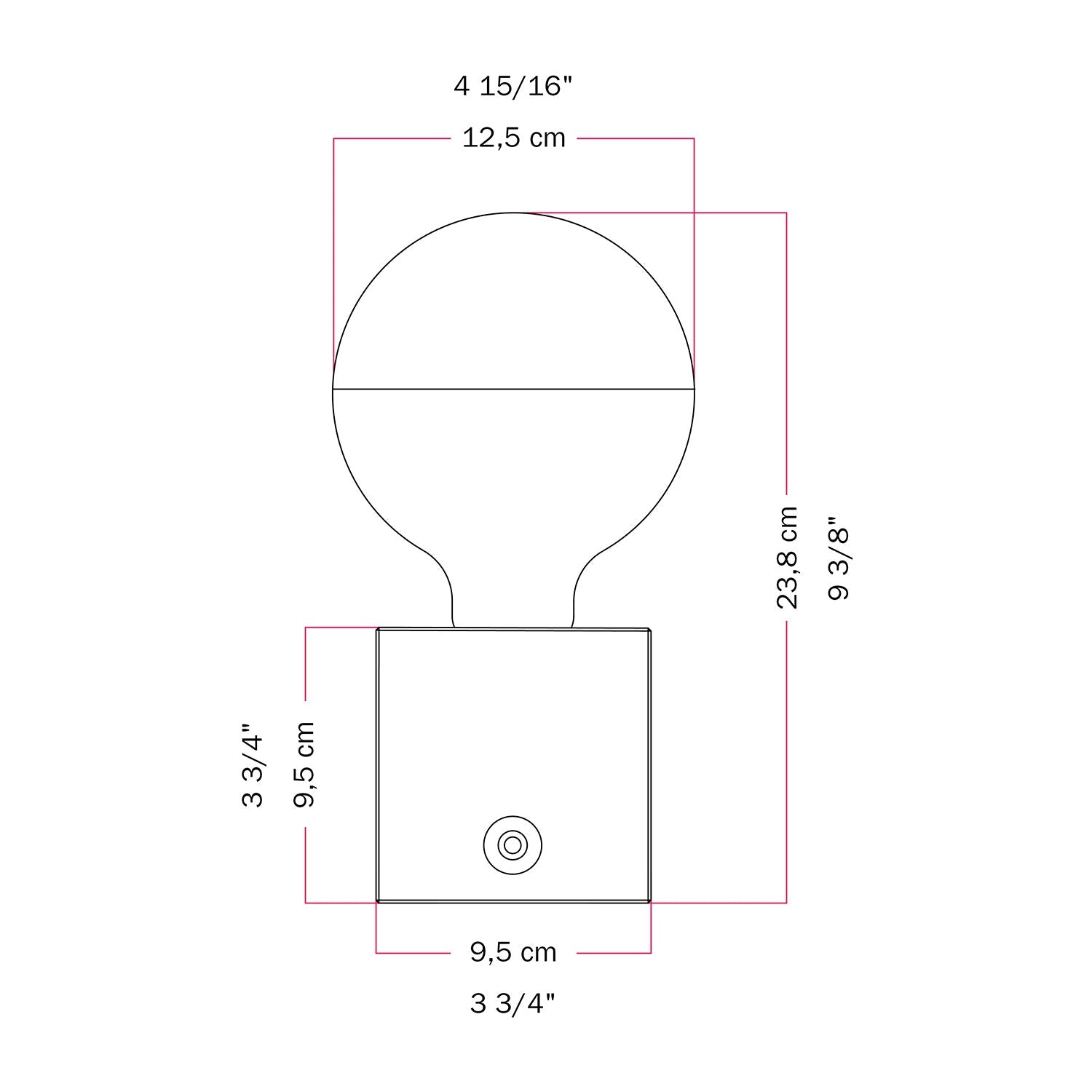 Lampada a batteria Cabless03 "Bimbi c’è l’onde" con lampadina globo mezza sfera argento - Tuttapolpa