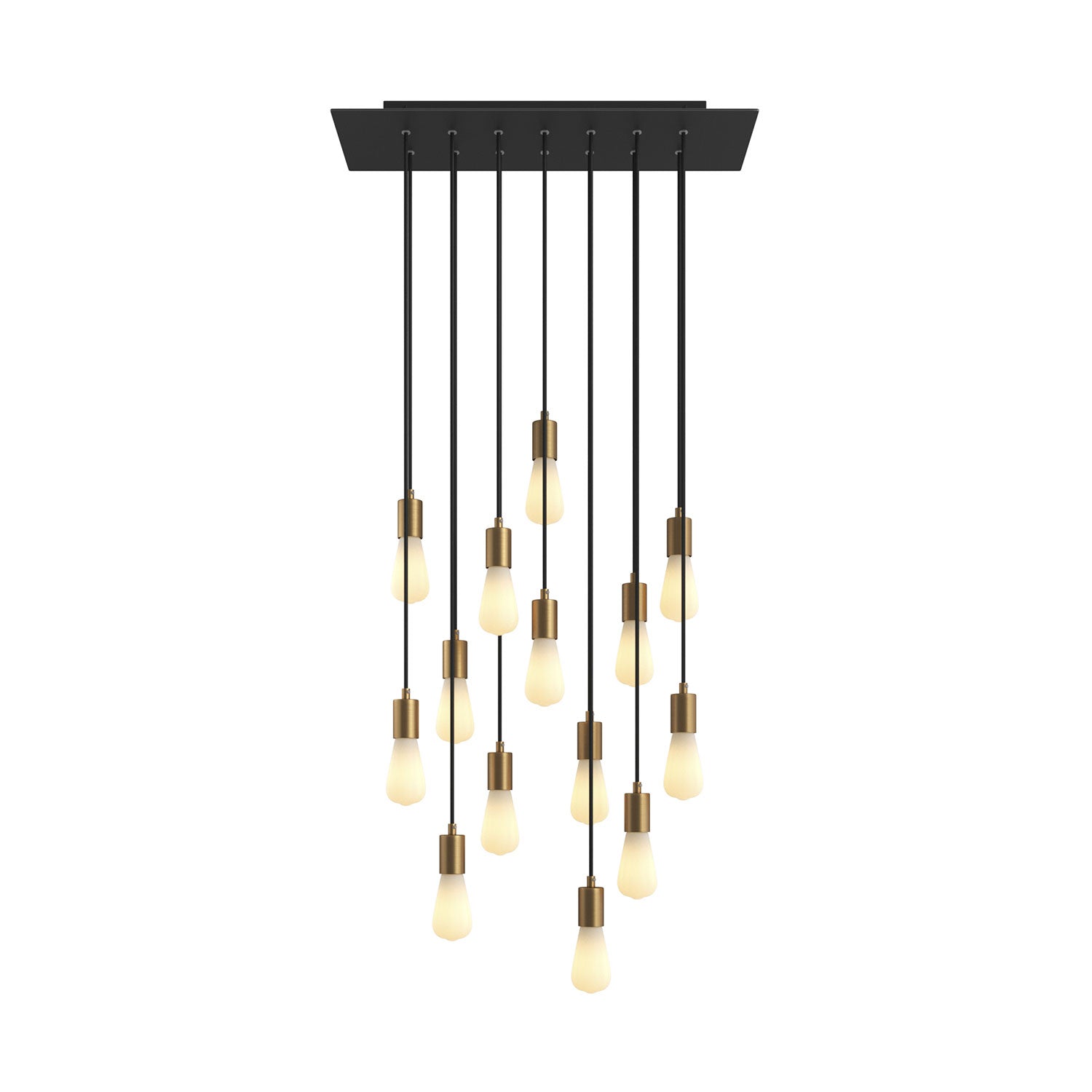 Lampada a sospensione a 14 cadute con XXL Rose - One rettangolare 675 mm con finiture in metallo - Nero opaco - Creative Cables