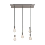 Lampada a sospensione a 5 cadute con XXL Rose-One rettangolare 675 mm con finiture in metallo - Acciaio satinato