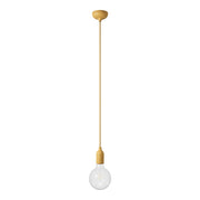 Lampada a sospensione colorata in silicone con cavo tessile - Mostarda