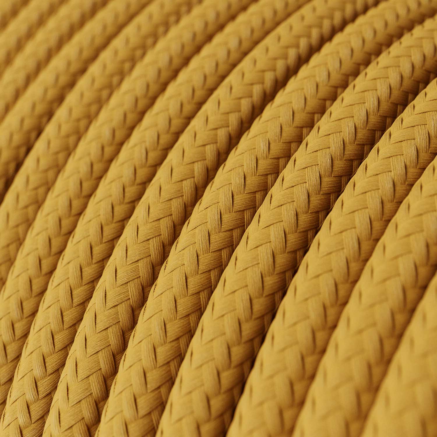 Lampada a sospensione colorata in silicone con cavo tessile - Mostarda