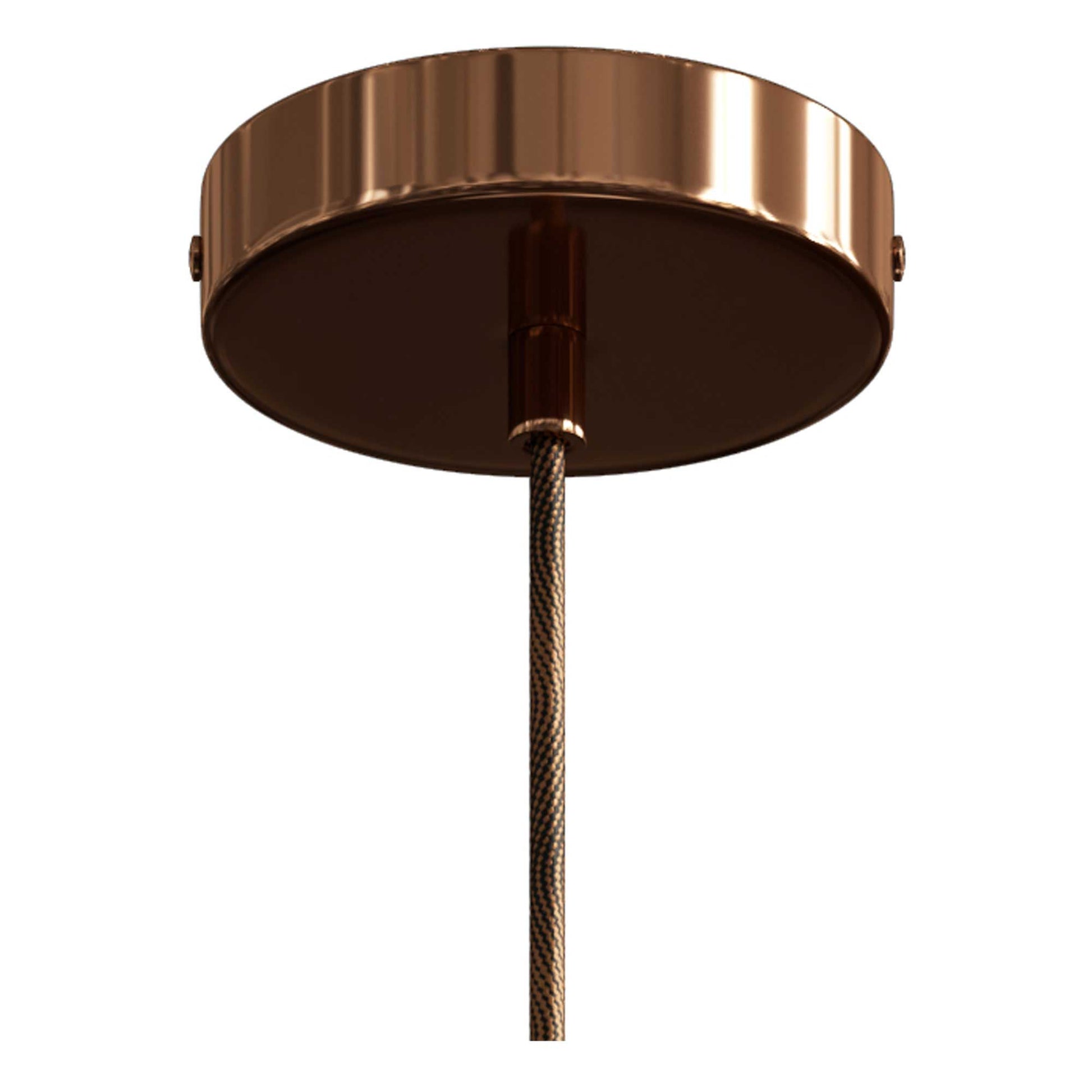 Lampada a sospensione completa di cavo tessile e finiture in metallo a contrasto - Rame
