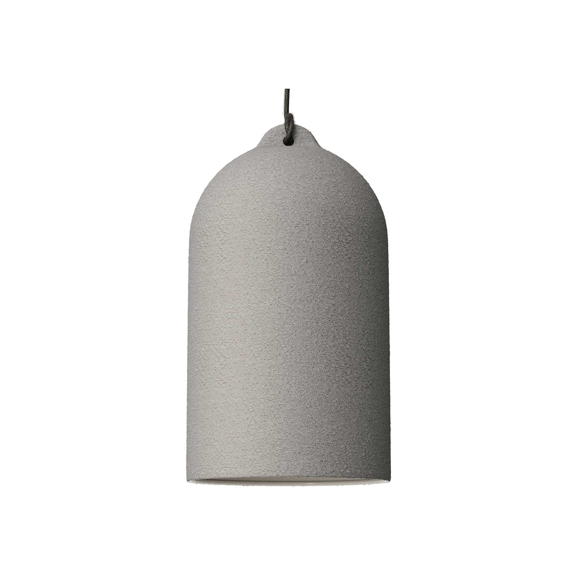 Lampada a sospensione completa di cavo tessile e paralume Campana XL in ceramica - Effetto cemento - Creative Cables