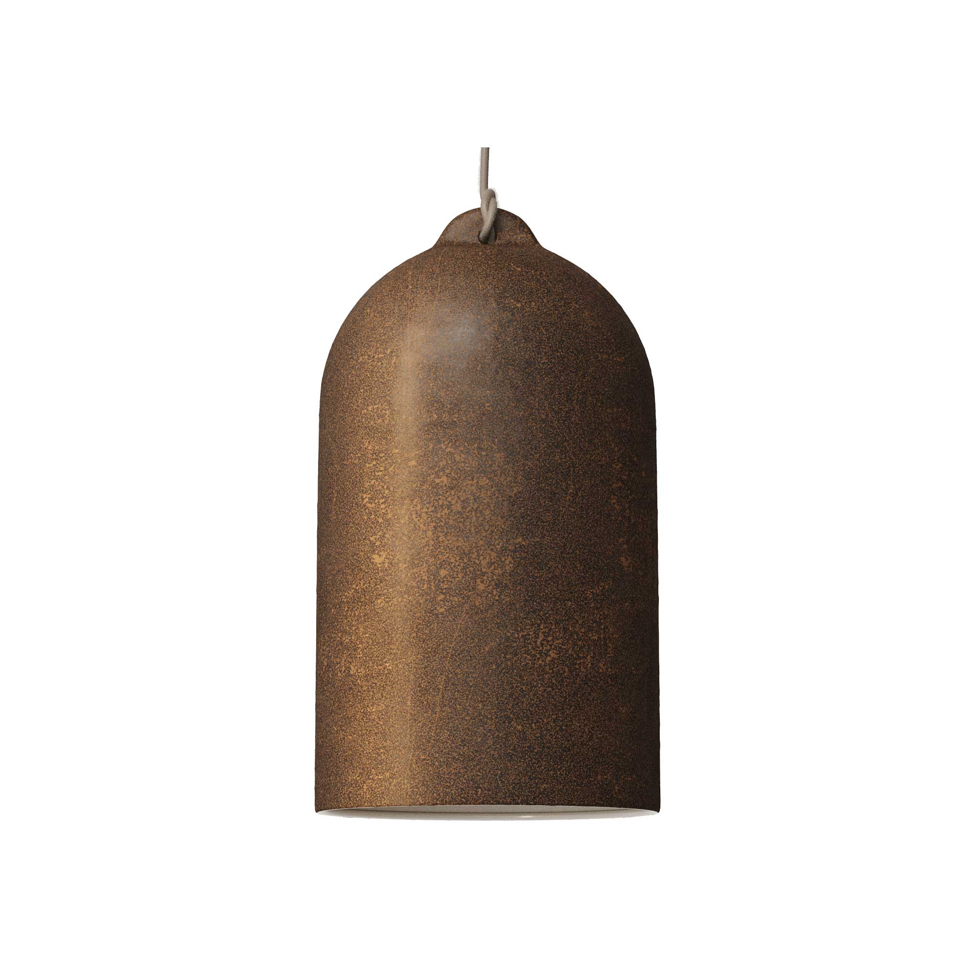 Lampada a sospensione completa di cavo tessile e paralume Campana XL in ceramica - Effetto corten - Creative Cables