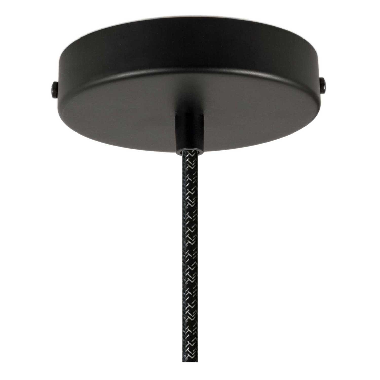 Lampada a sospensione completa di cavo tessile e paralume Campana XL in ceramica - Lavagna - Creative Cables