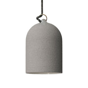 Lampada a sospensione completa di cavo tessile e paralume Mini Campana XS in ceramica - Effetto cemento