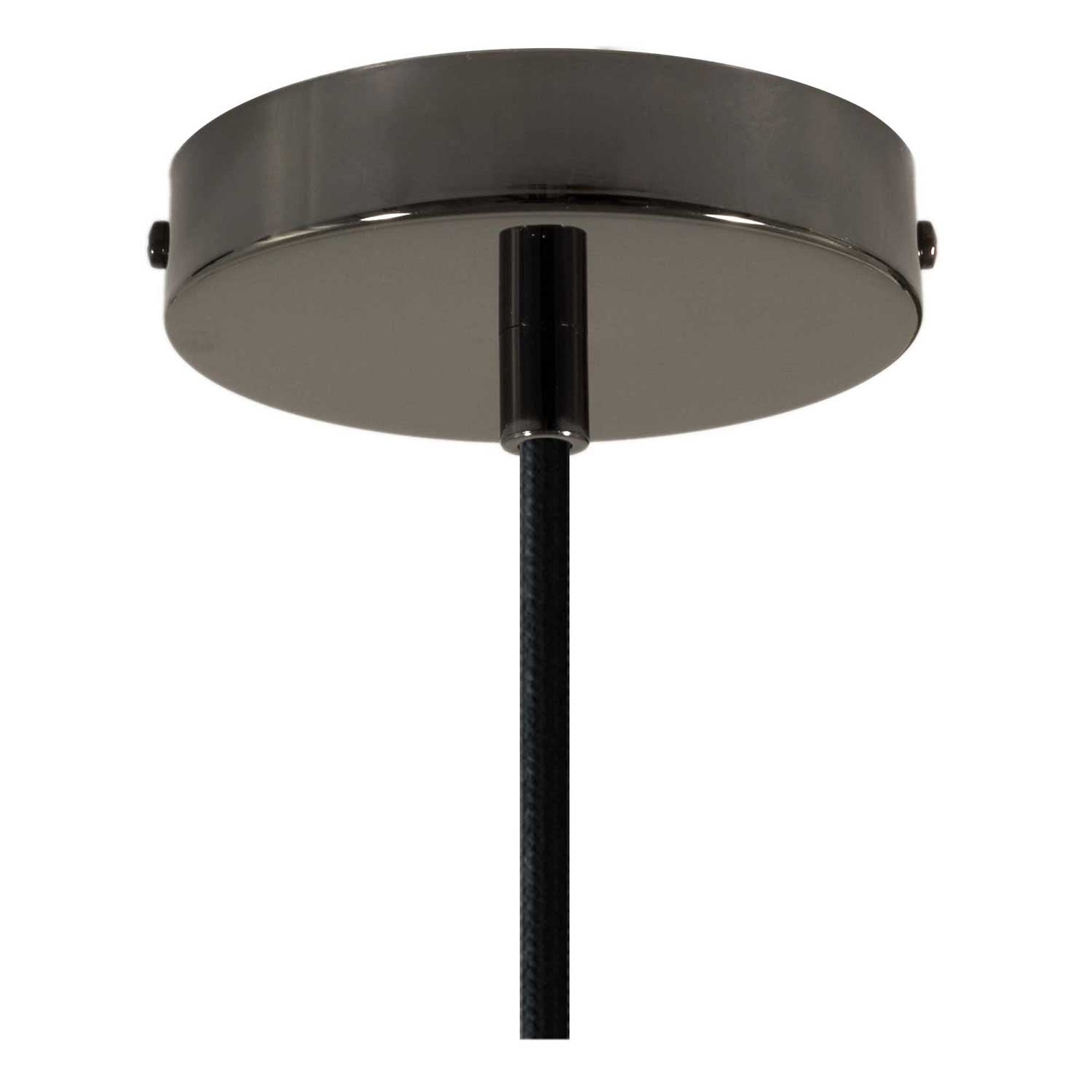 Lampada a sospensione completa di cavo tessile, paralume oversize Ellepi e finiture in metallo - Nero - Creative Cables