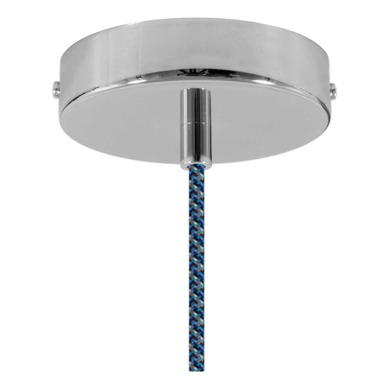 Lampada a sospensione completa di cavo tessile, paralume Vaso in ceramica e finiture in metallo - Avion striato - Creative Cables