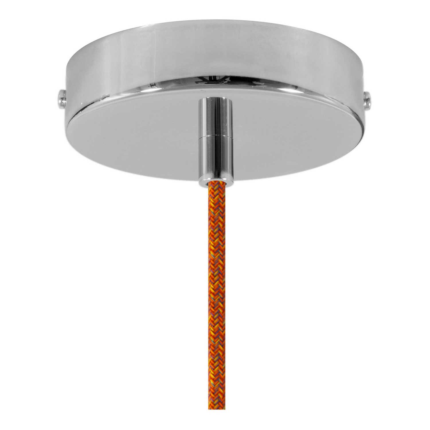 Lampada a sospensione completa di cavo tessile, paralume Vaso in ceramica e finiture in metallo - Corallo striato - Creative Cables