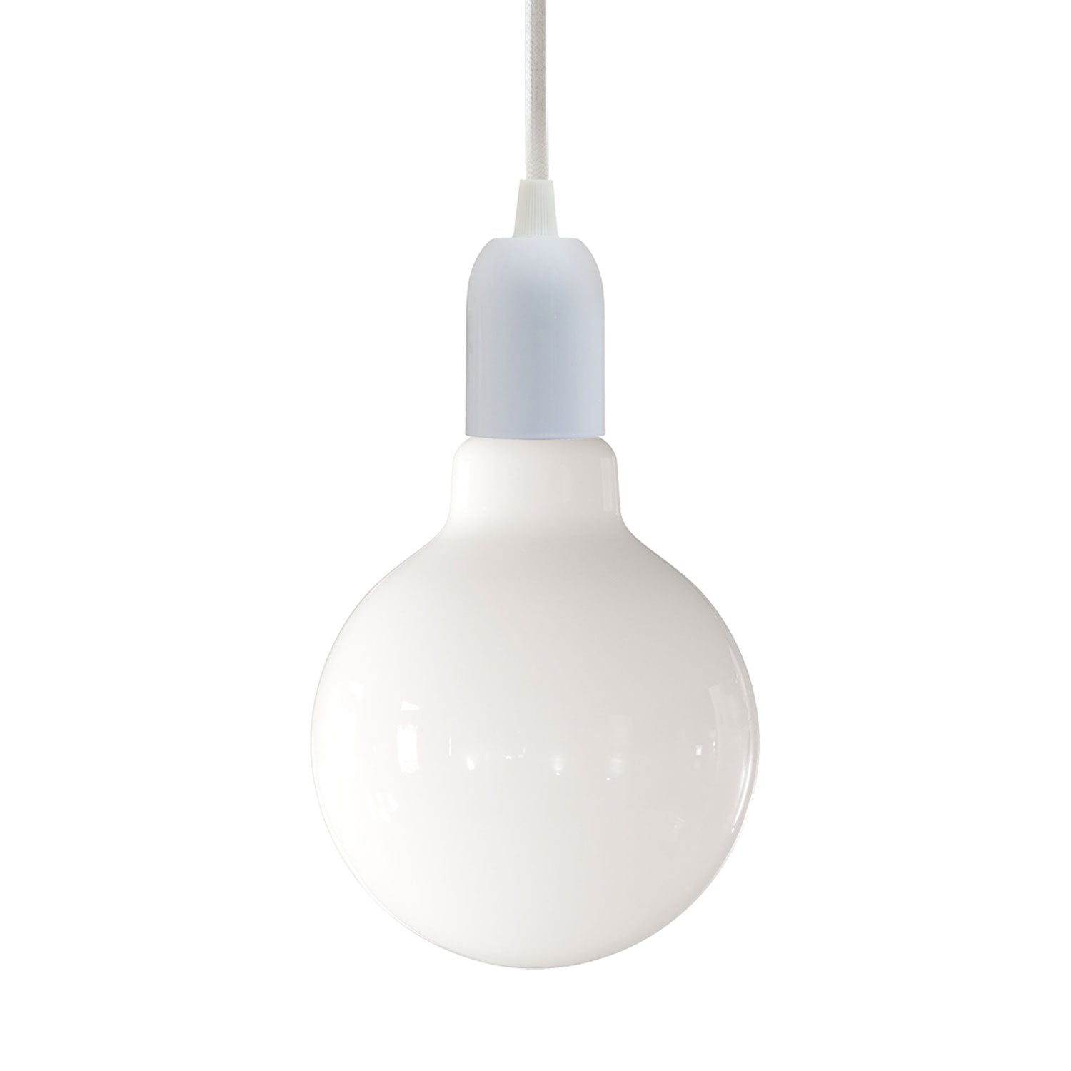Lampada a sospensione completa di cavo tessile, rosone e portalampada semisferici in metallo - Bianco - Creative Cables