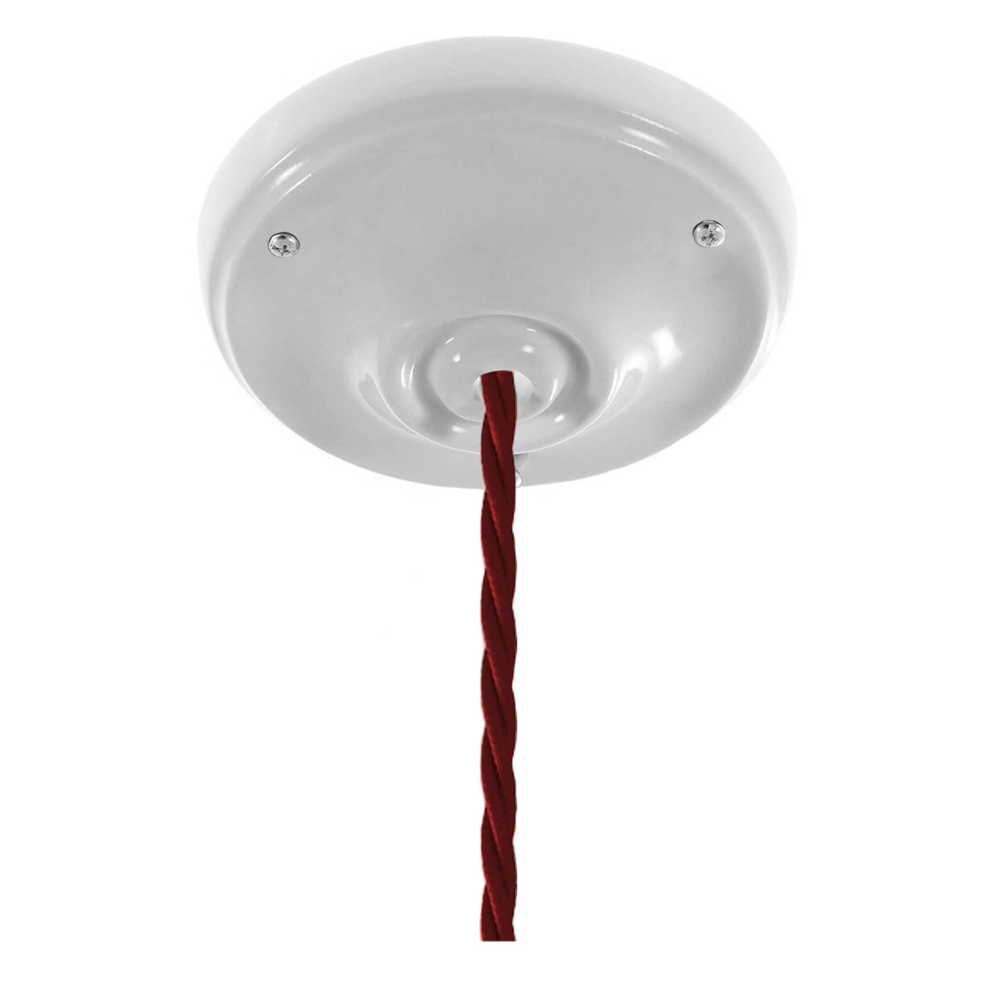 Lampada a sospensione completa di cavo tessile trecciato e finiture in porcellana - Bianco - Creative Cables