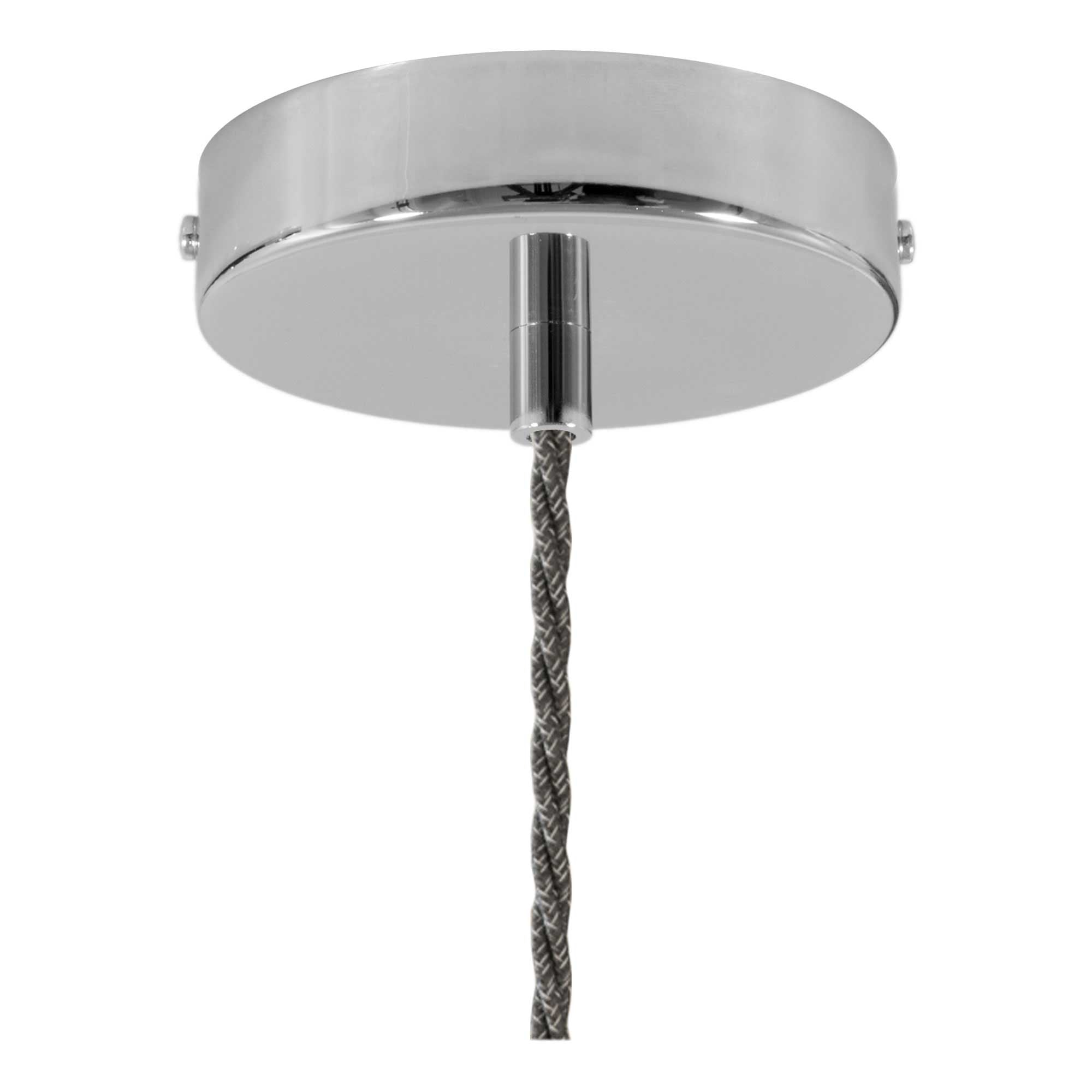 Lampada a sospensione completa di cavo tessile trecciato e portalampada in alluminio - Cromo - Creative Cables