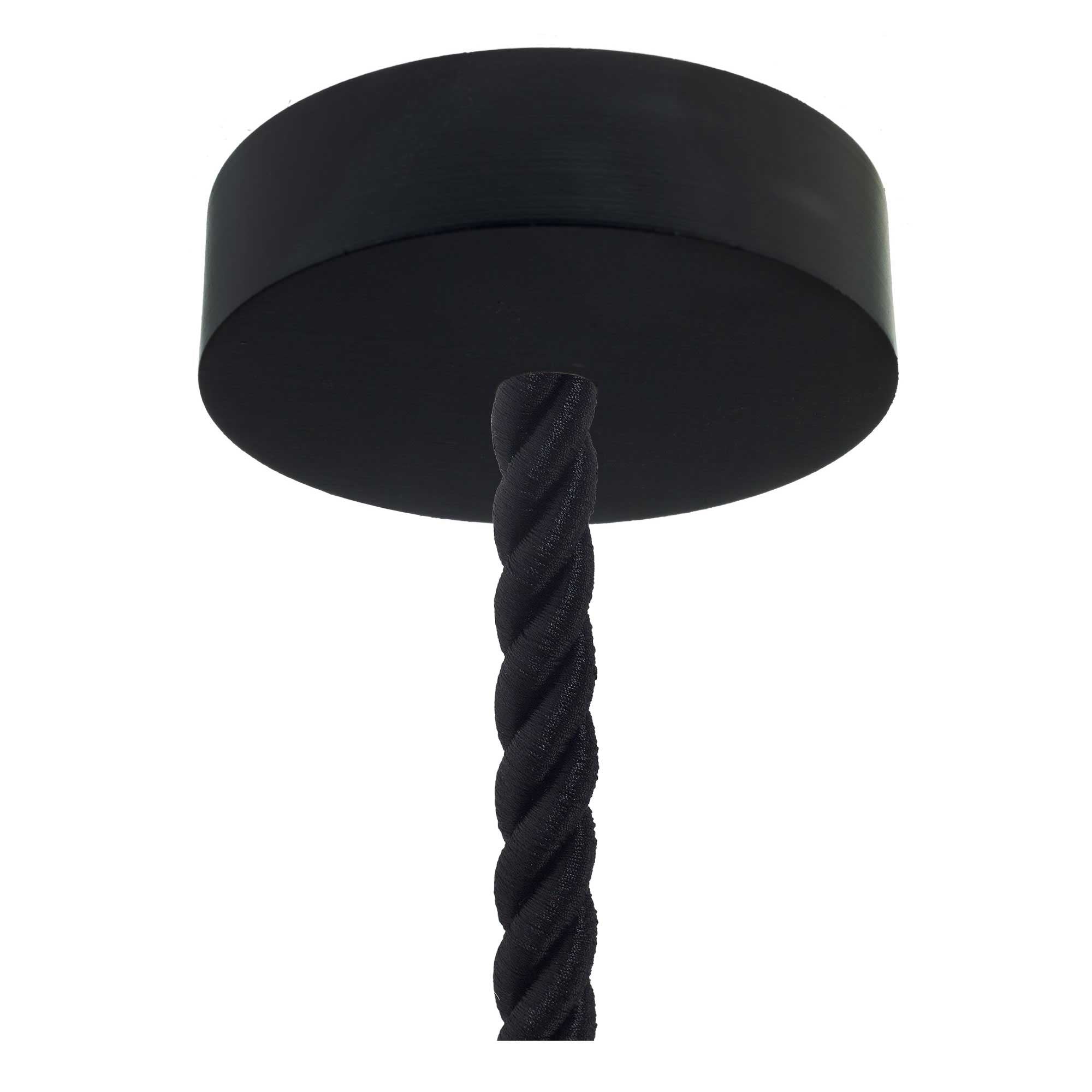 Lampada a sospensione completa di cordone nautico XL 16 mm con finiture in legno verniciato - Nero - Creative Cables