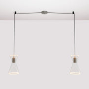 Lampada a sospensione con due cadute con Ghost Doppio cono - Titanio satinato - Creative Cables