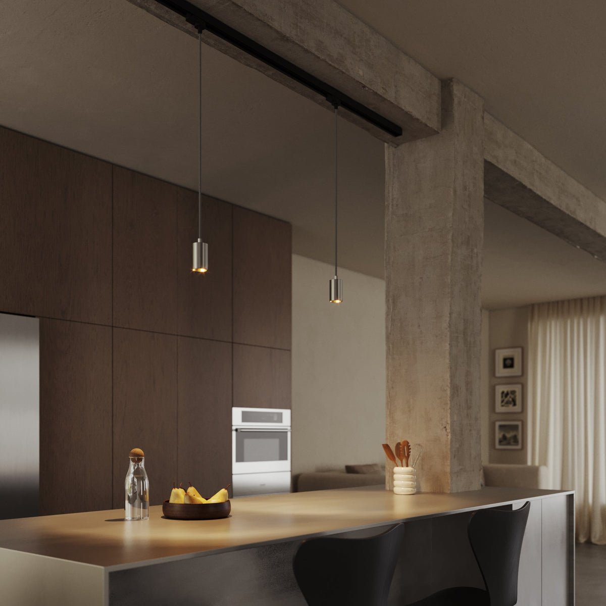 Lampada a sospensione con faretto GU10 Bispot per sistema a binario - Titanio satinato - Creative Cables