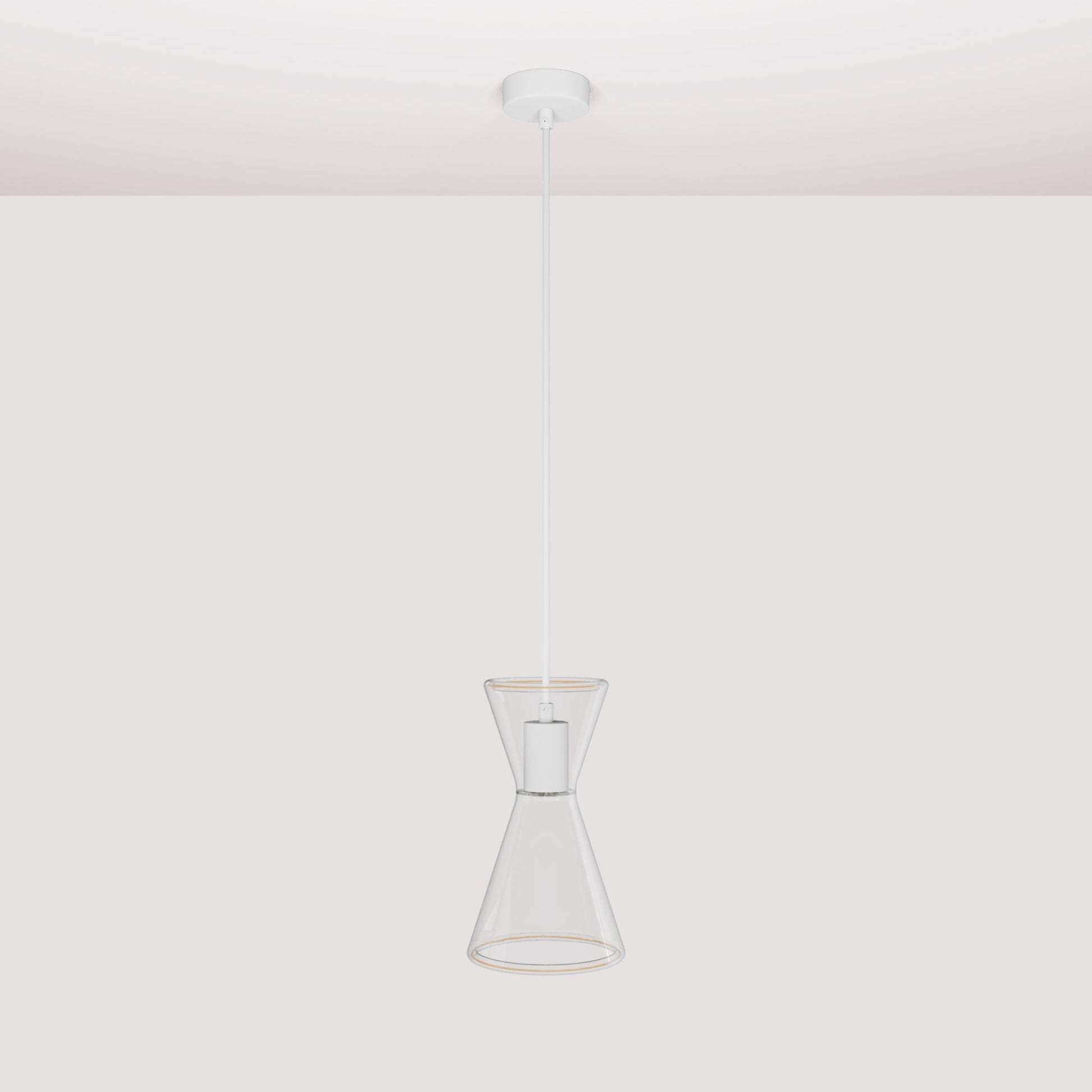 Lampada a sospensione con lampadina Ghost Doppio cono - Bianco opaco - Creative Cables