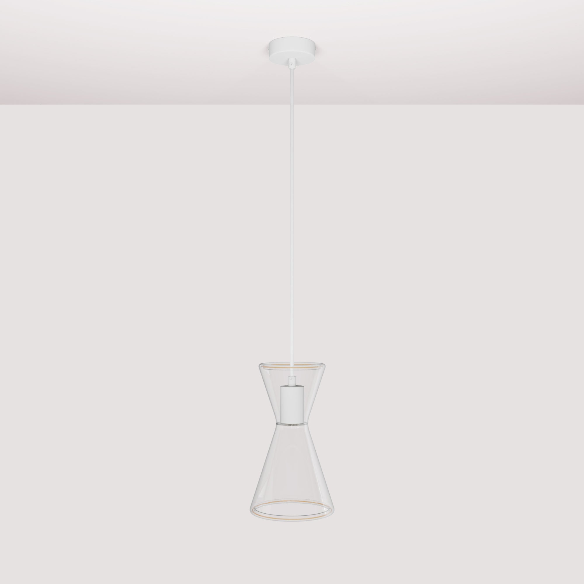 Lampada a sospensione con lampadina Ghost Doppio cono - Bianco opaco - Creative Cables
