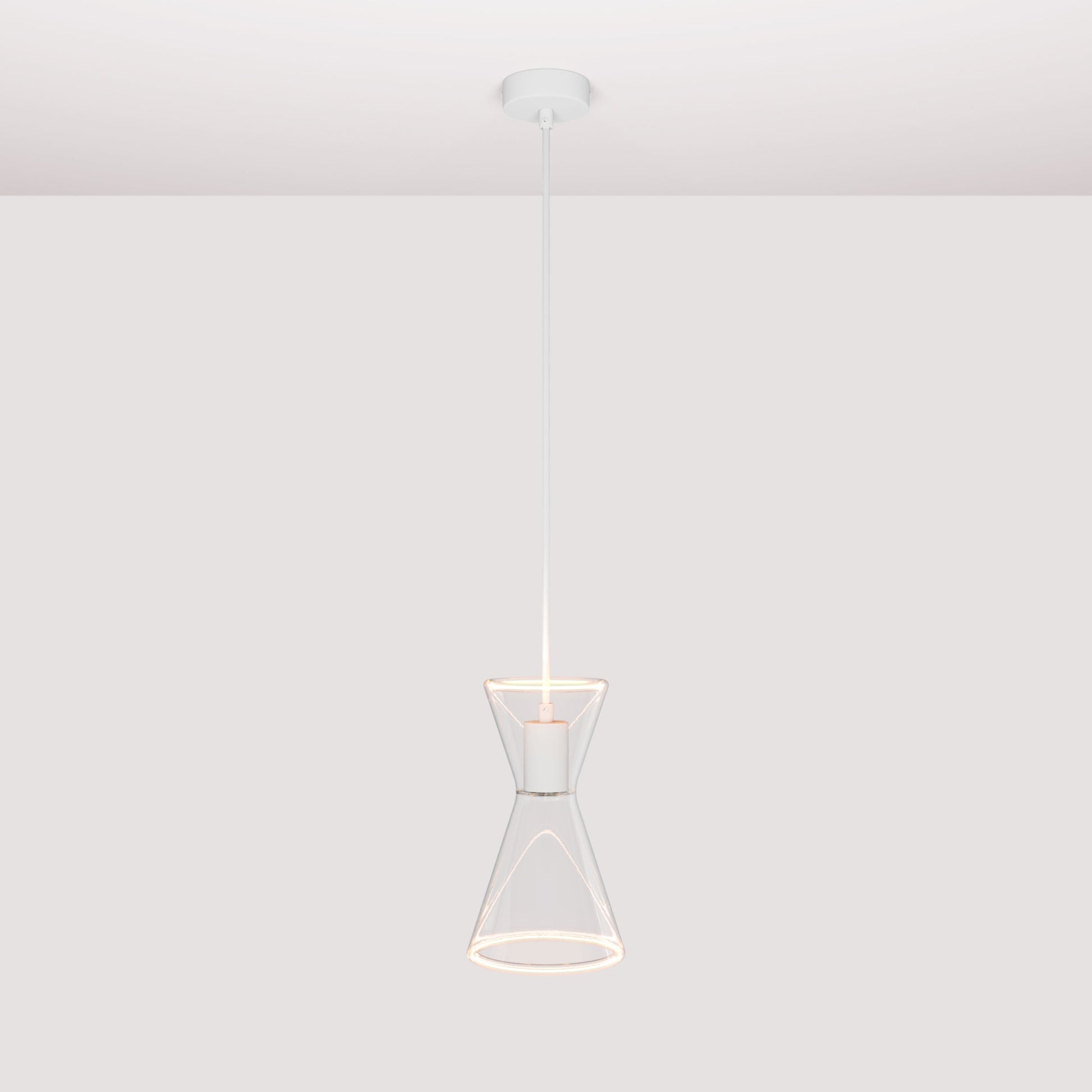 Lampada a sospensione con lampadina Ghost Doppio cono - Bianco opaco - Creative Cables