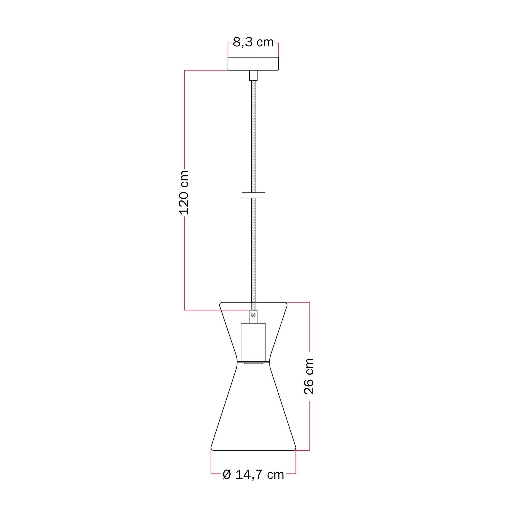 Lampada a sospensione con lampadina Ghost Doppio cono - Nero - Creative Cables