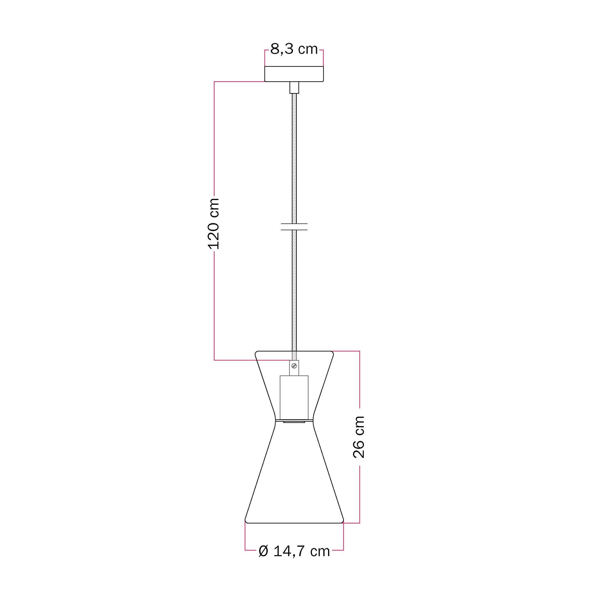 Lampada a sospensione con lampadina Ghost Doppio cono - Nero - Creative Cables