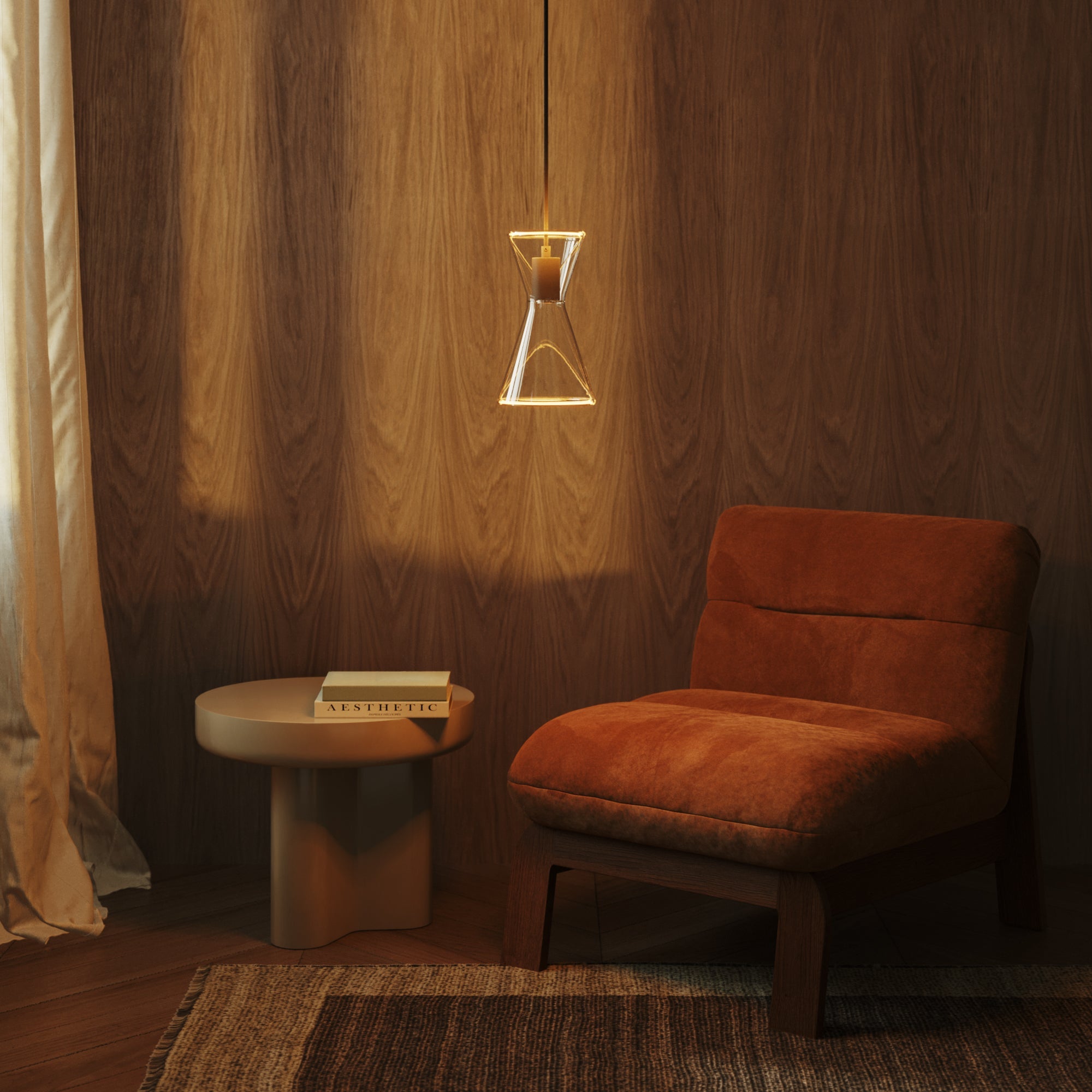 Lampada a sospensione con lampadina Ghost Doppio cono - Nero - Creative Cables
