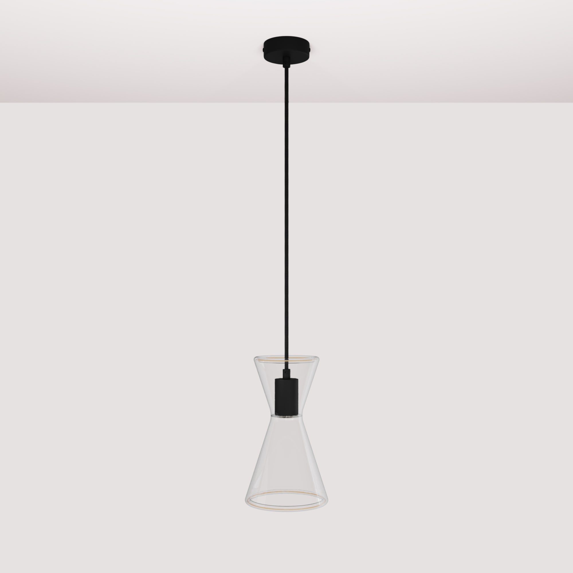 Lampada a sospensione con lampadina Ghost Doppio cono - Titanio satinato - Creative Cables