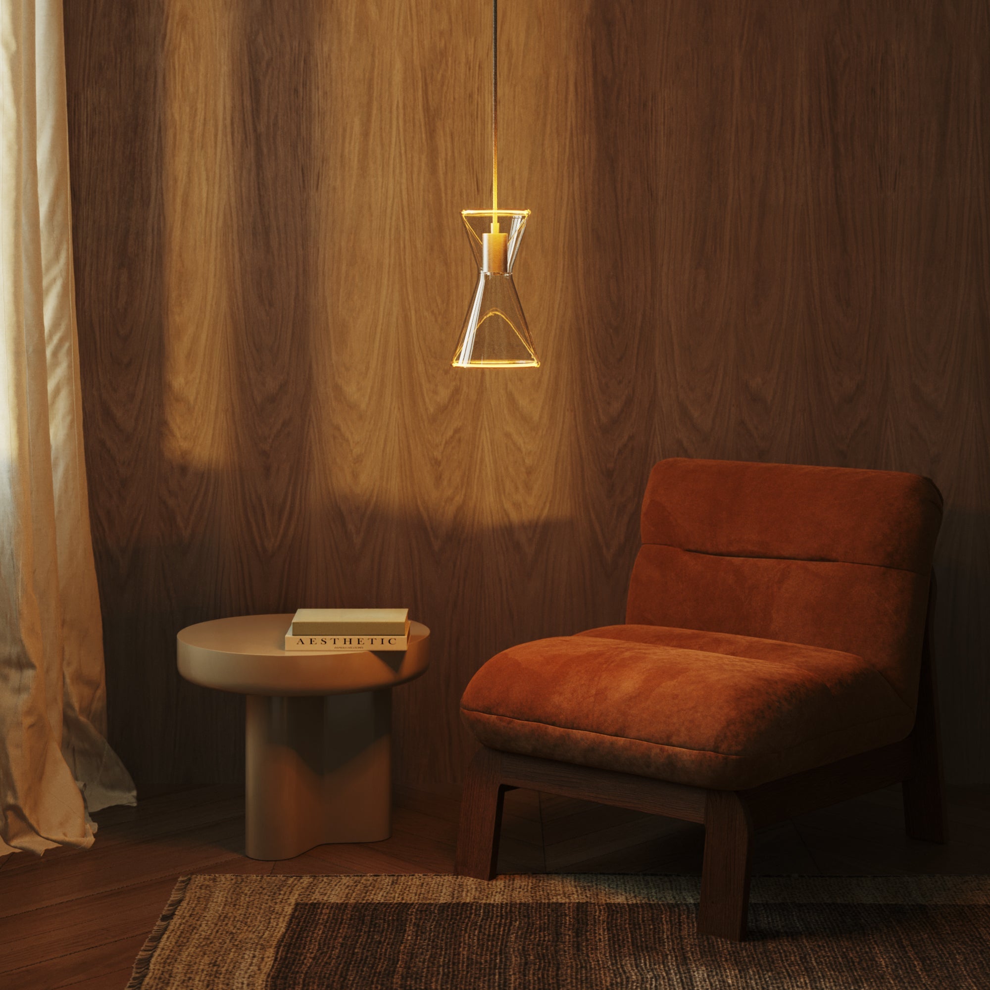 Lampada a sospensione con lampadina Ghost Doppio cono - Titanio satinato - Creative Cables