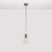 Lampada a sospensione con lampadina Ghost Doppio cono - Titanio satinato - Creative Cables