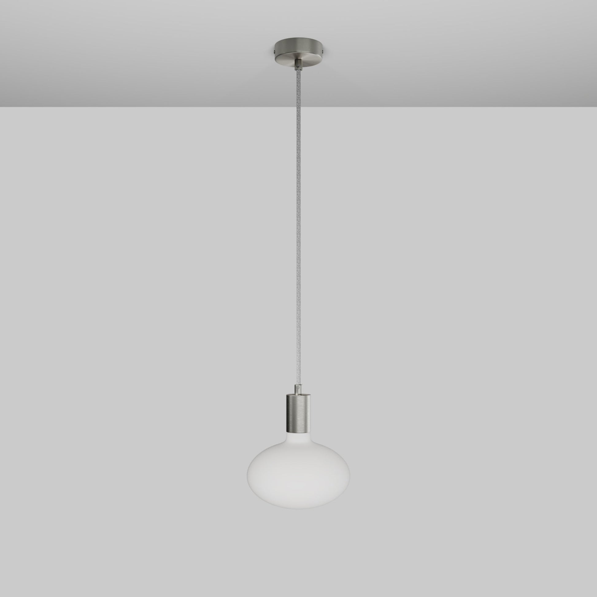 Lampada a sospensione con lampadina LED Ellipse effetto porcellana - Titanio satinato