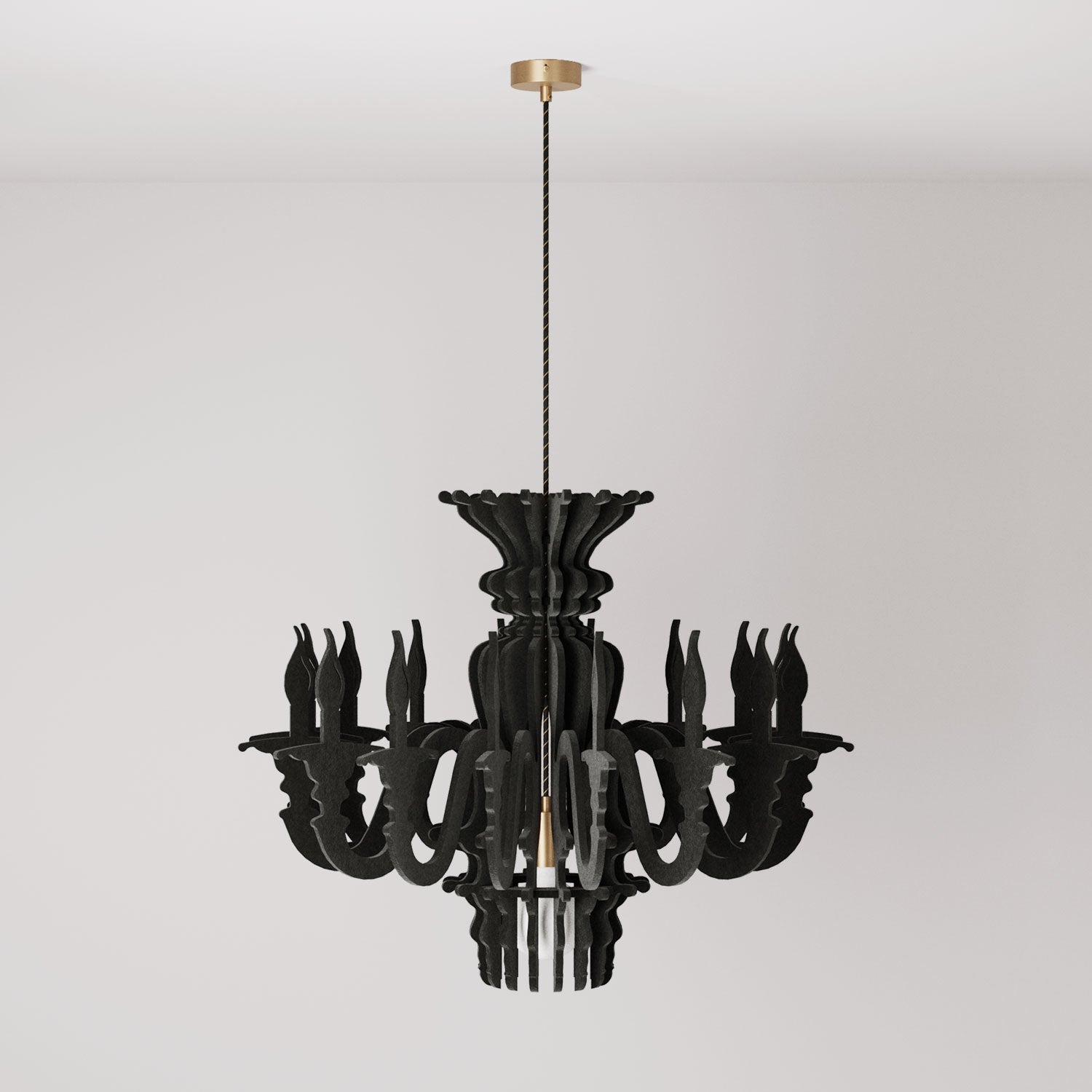 Lampada a sospensione con paralume classico SHHANDELIER in materiale fonoassorbente - Nero melange