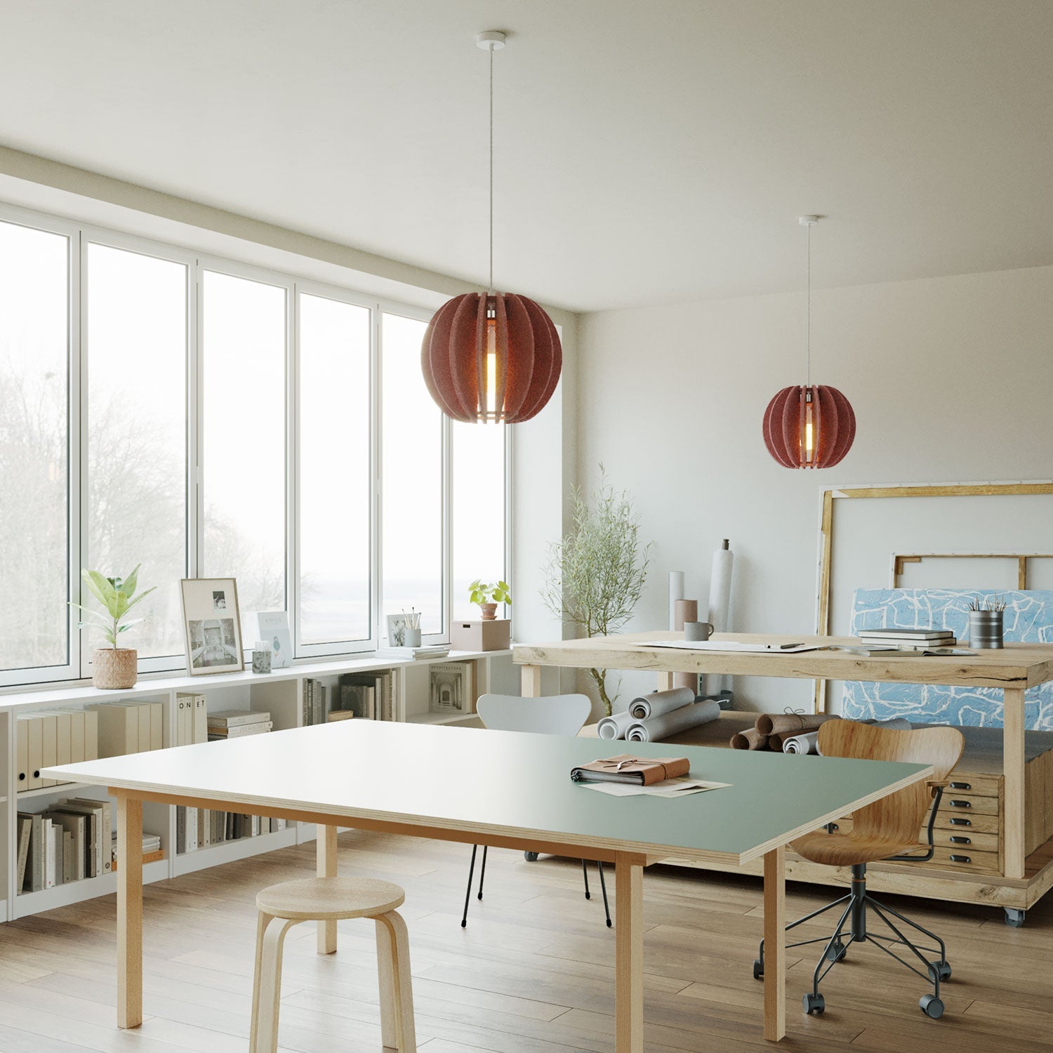 Lampada a sospensione con paralume ellittico LAMPSHHADE in materiale fonoassorbente - Rosa melange - Creative Cables