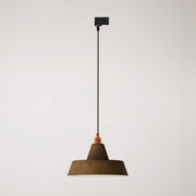 Lampada a sospensione con paralume in ceramica Industriale a binario - Effetto corten