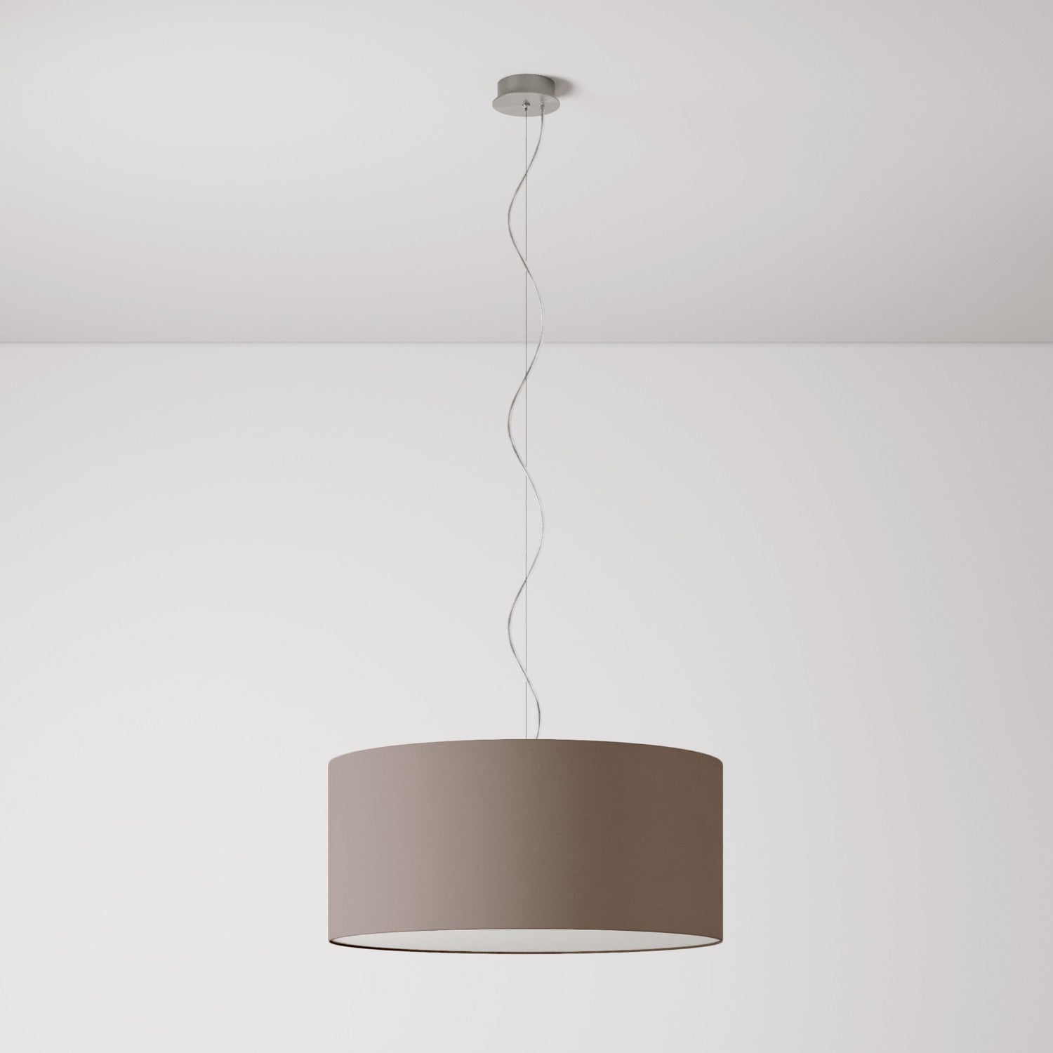 Lampada a sospensione con paralume in tessuto Cilindro Large - Made in Italy - Arenal Cenere Si