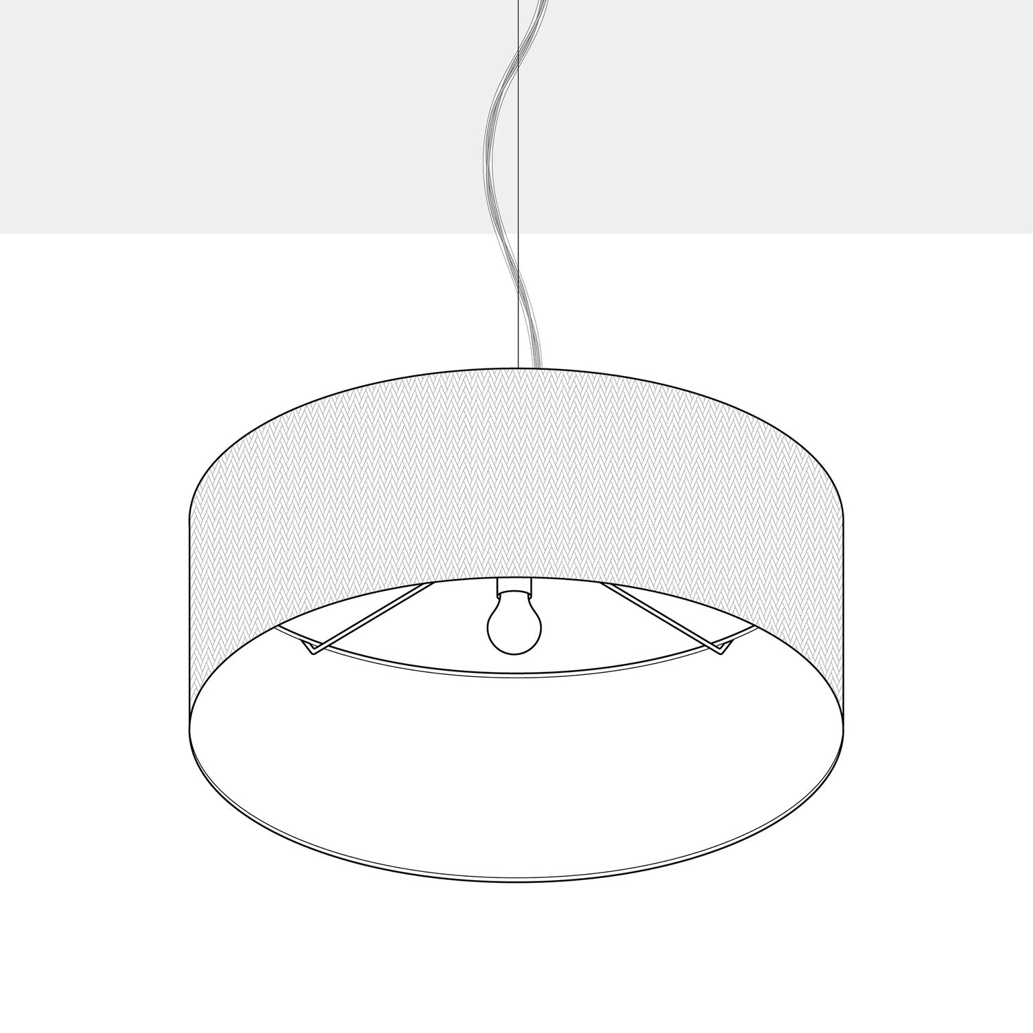 Lampada a sospensione con paralume in tessuto Cilindro Large - Made in Italy - Arenal Cenere No