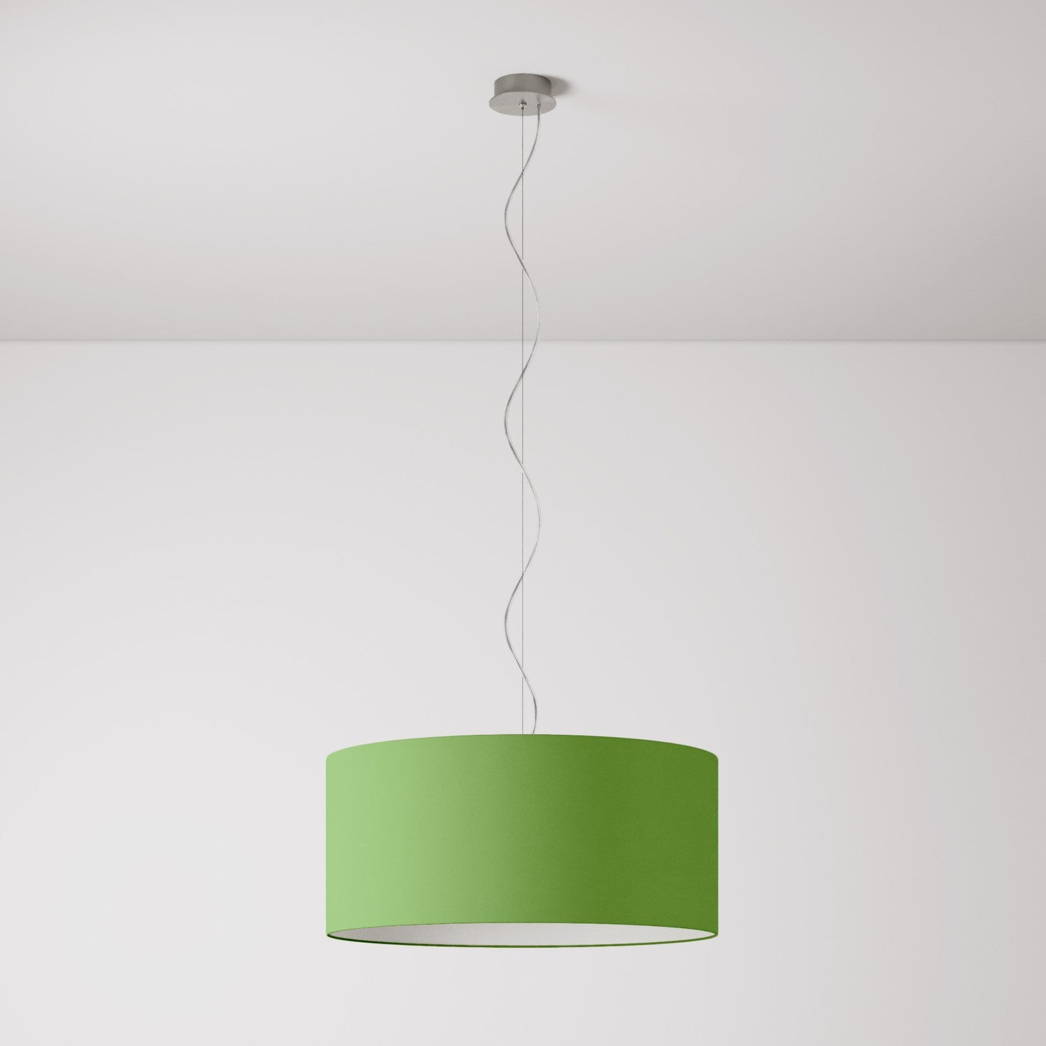 Lampada a sospensione con paralume in tessuto Cilindro Large - Made in Italy - Cinette Verde Pistacchio - Creative Cables