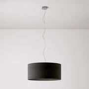 Lampada a sospensione con paralume in tessuto Cilindro Large - Made in Italy - Lana Grigio Scuro No