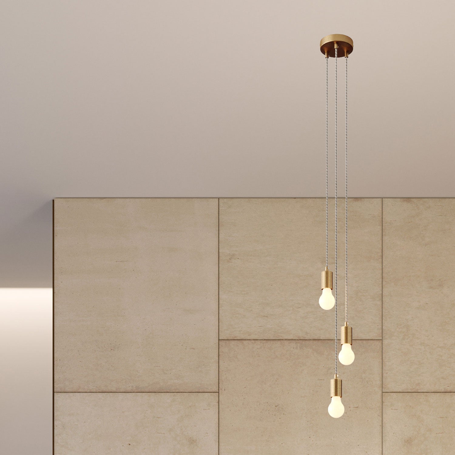 Lampada a sospensione multipla a 3 cadute con finiture in metallo - Bronzo satinato