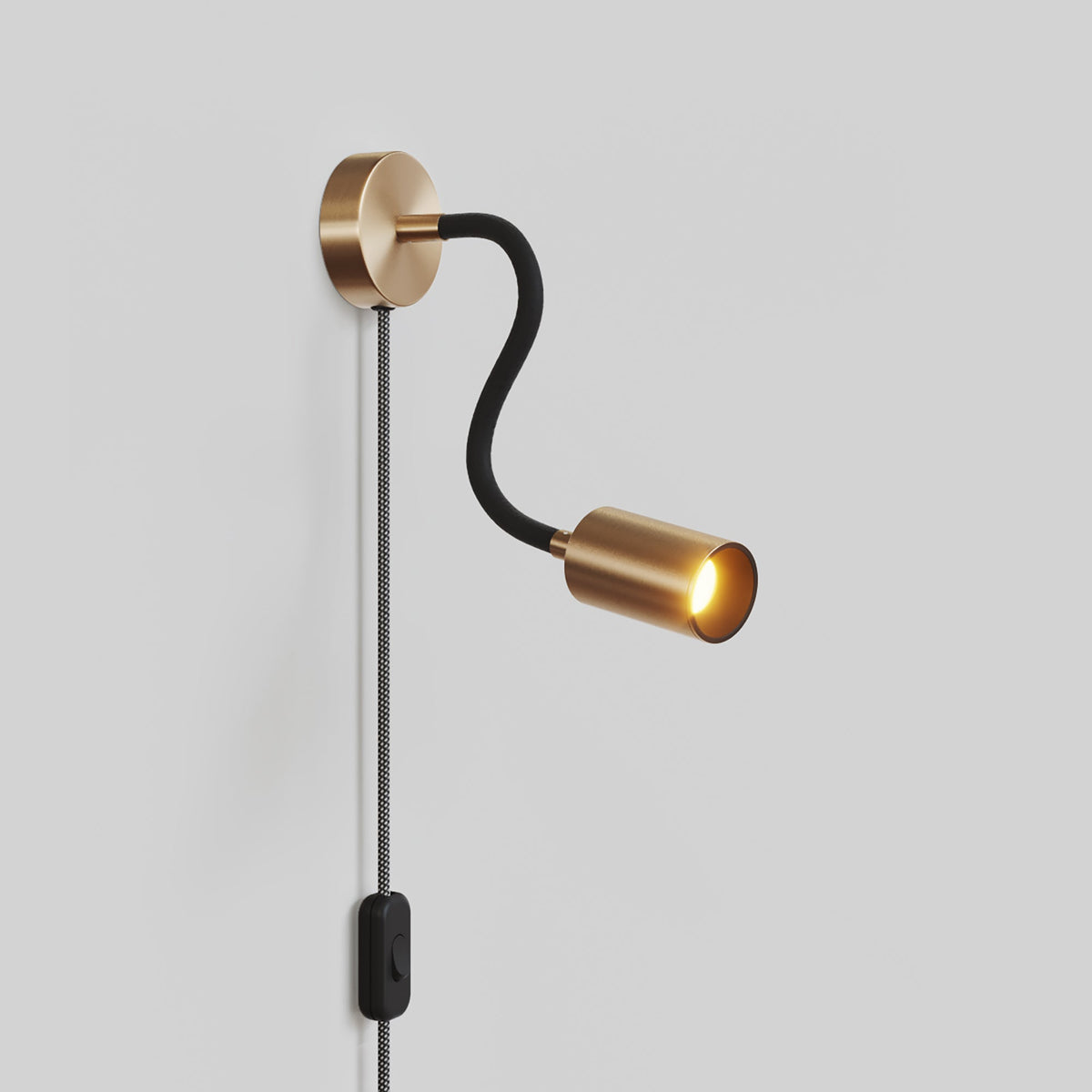Lampada con spina e braccio snodabile, faretto Spotlight GU10 Bispot - Bronzo satinato / Nero - Creative Cables