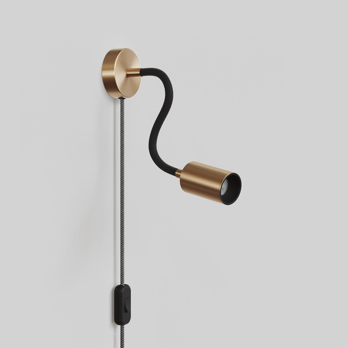 Lampada con spina e braccio snodabile, faretto Spotlight GU10 Bispot - Bronzo satinato / Nero - Creative Cables