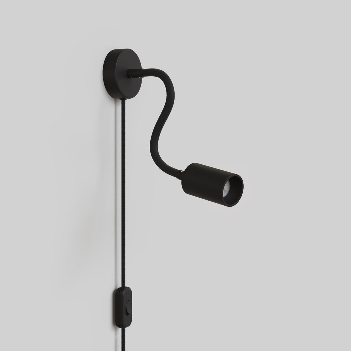 Lampada con spina e braccio snodabile, faretto Spotlight GU10 Bispot - Nero - Creative Cables